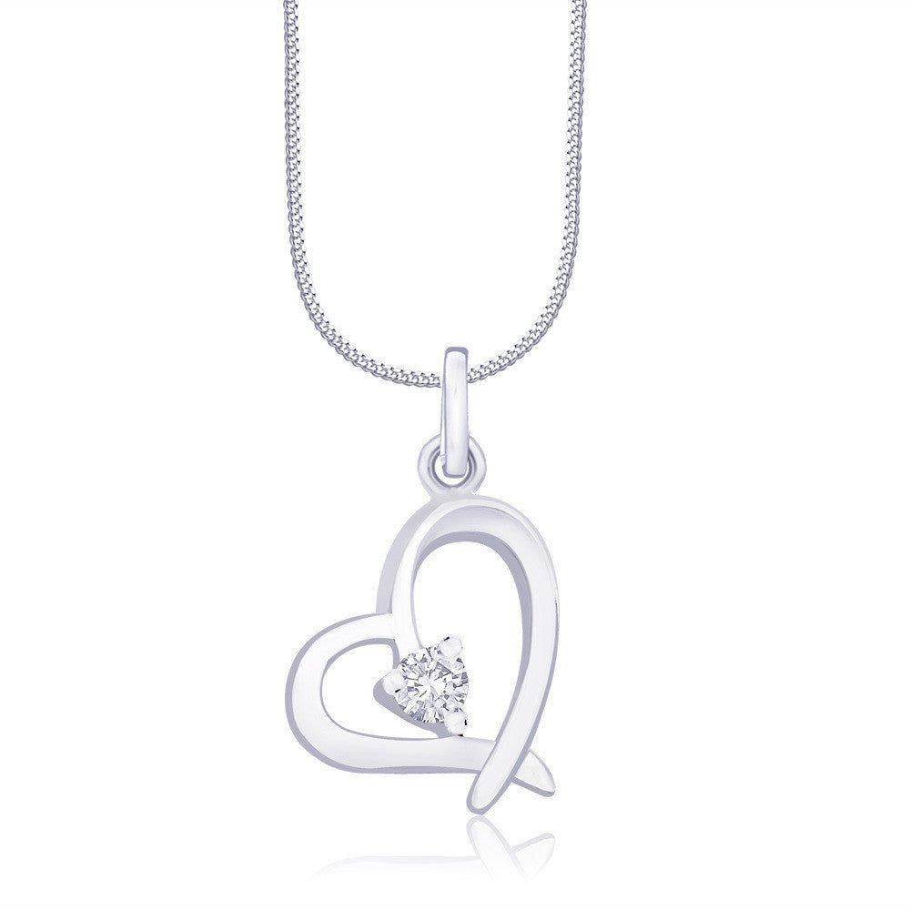 Taraash Single Stone Heart 925 Sterling Silver Pendant For Women COMBO PD 64 - Taraash