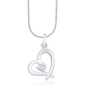 Taraash Single Stone Heart 925 Sterling Silver Pendant For Women COMBO PD 64 - Taraash