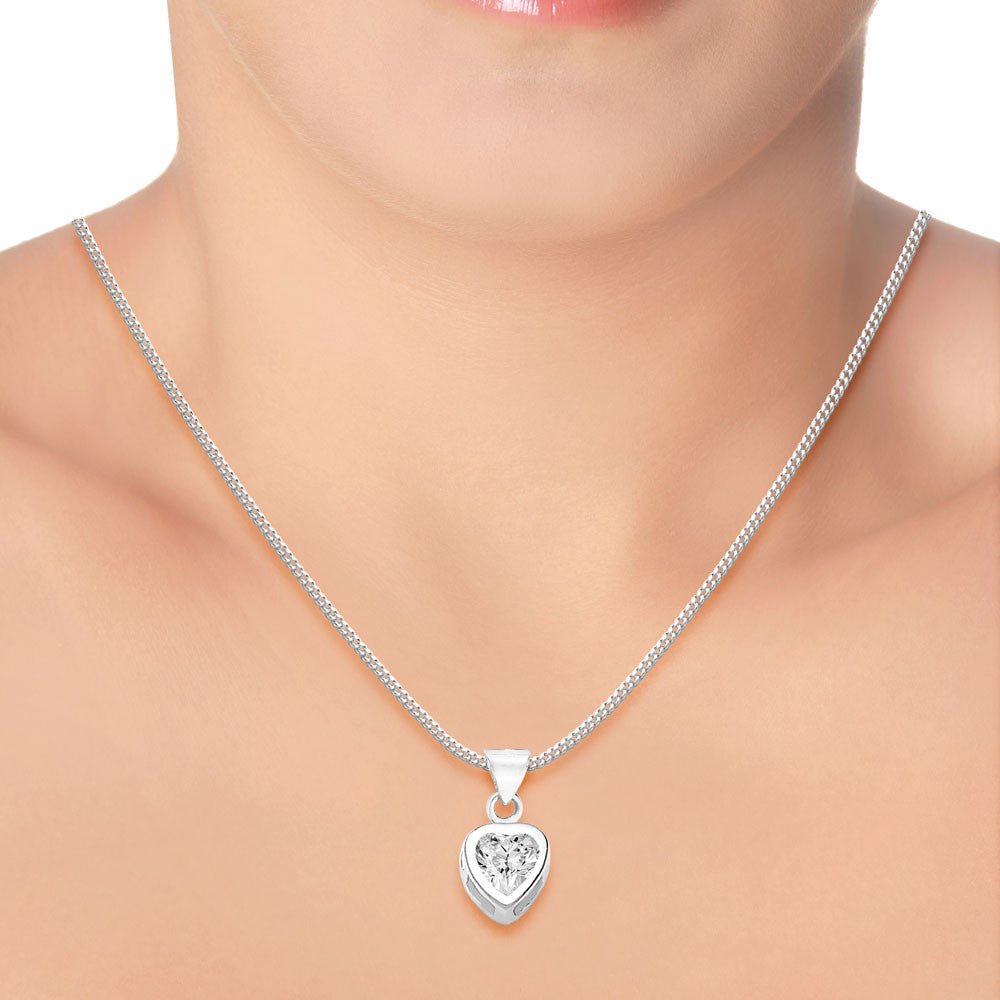 Taraash Solitare CZ Heart 925 Sterling Silver Pendant For Women COMBO PD 34 - Taraash