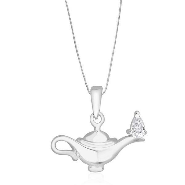 Taraash Sterling Silver Aladdin Genie's Lamp Pendant With Chain For Men COMBO PDCH 125 - Taraash