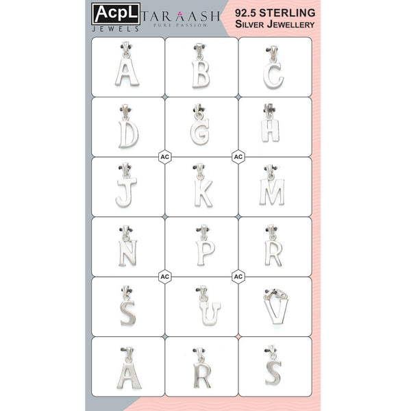 Taraash Sterling Silver Alphabet Pendants CBPD012I (Set of 18) - Taraash