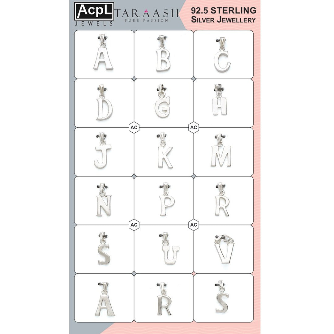 Taraash Sterling Silver Alphabet Pendants CBPD012I (Set of 18) - Taraash
