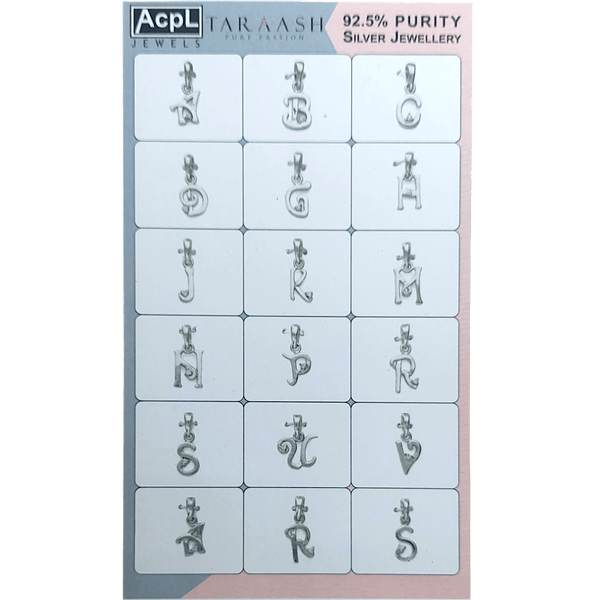 Taraash Sterling Silver Alphabet Pendants CBPD022 (Set of 18) (Assorted) - Taraash