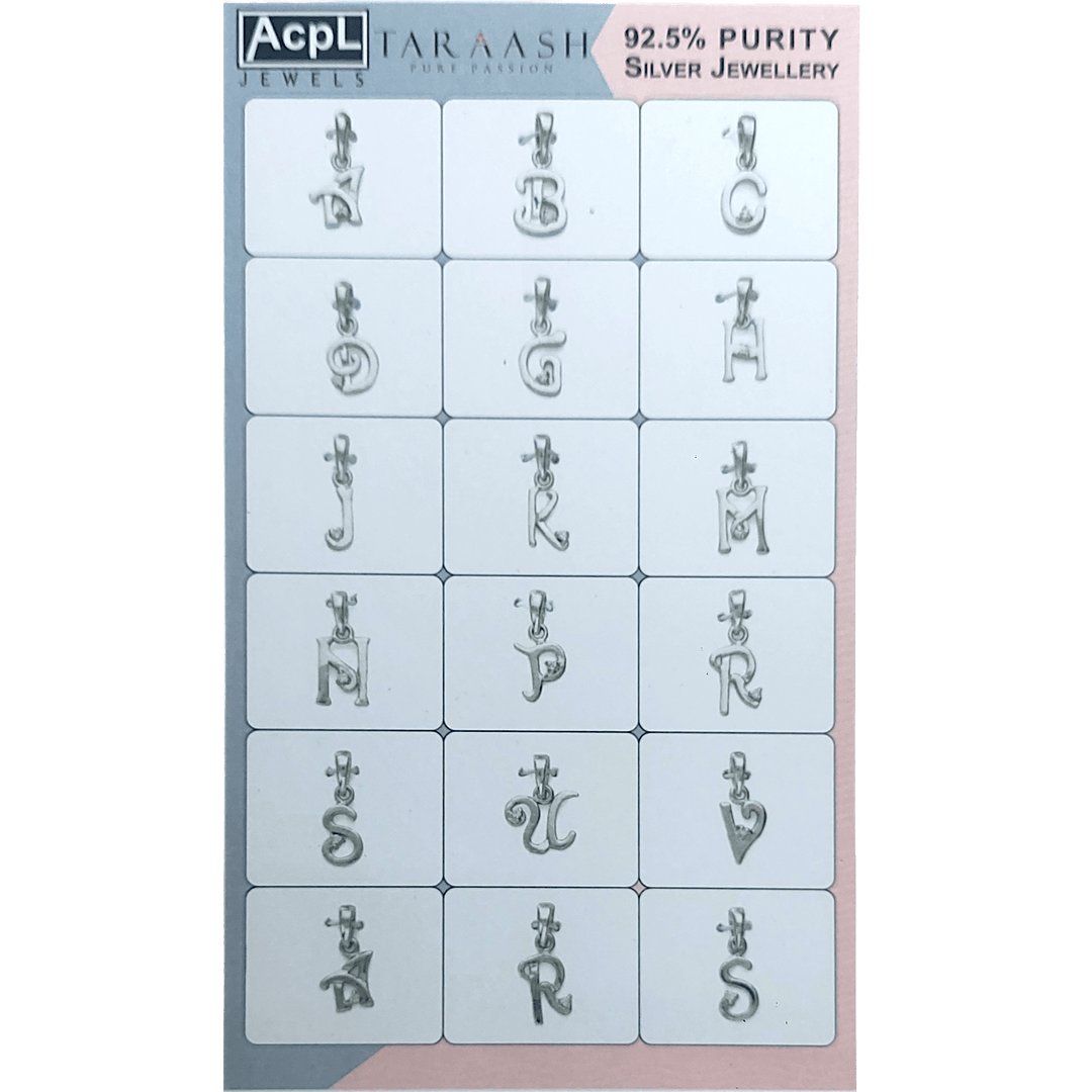Taraash Sterling Silver Alphabet Pendants CBPD022 (Set of 18) (Assorted) - Taraash