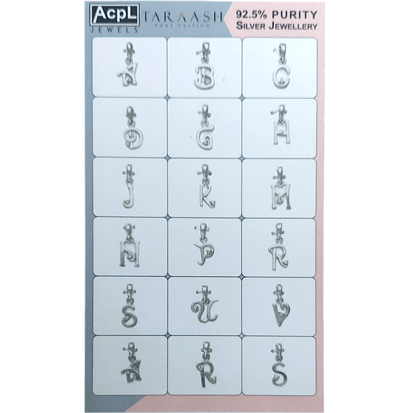 Taraash Sterling Silver Alphabet Pendants CBPD022 (Set of 18) (Assorted) - Taraash