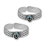 Taraash Sterling Silver Antique Blue CZ Designer toe ring for women - Taraash