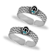 Taraash Sterling Silver Antique Blue CZ Designer toe ring for women - Taraash