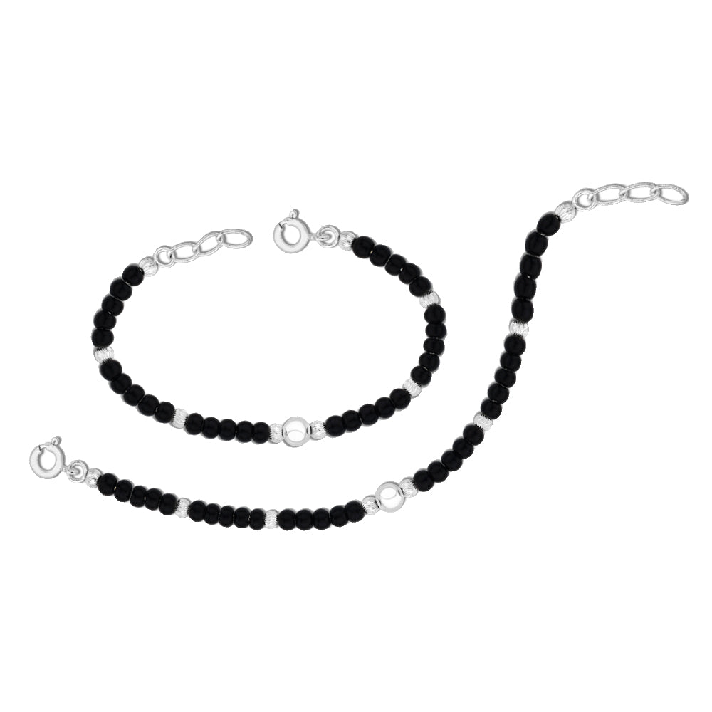 Taraash Sterling Silver Black Beaded Bracelet Nazariya Set For Kids BR1365S - 1 - Taraash
