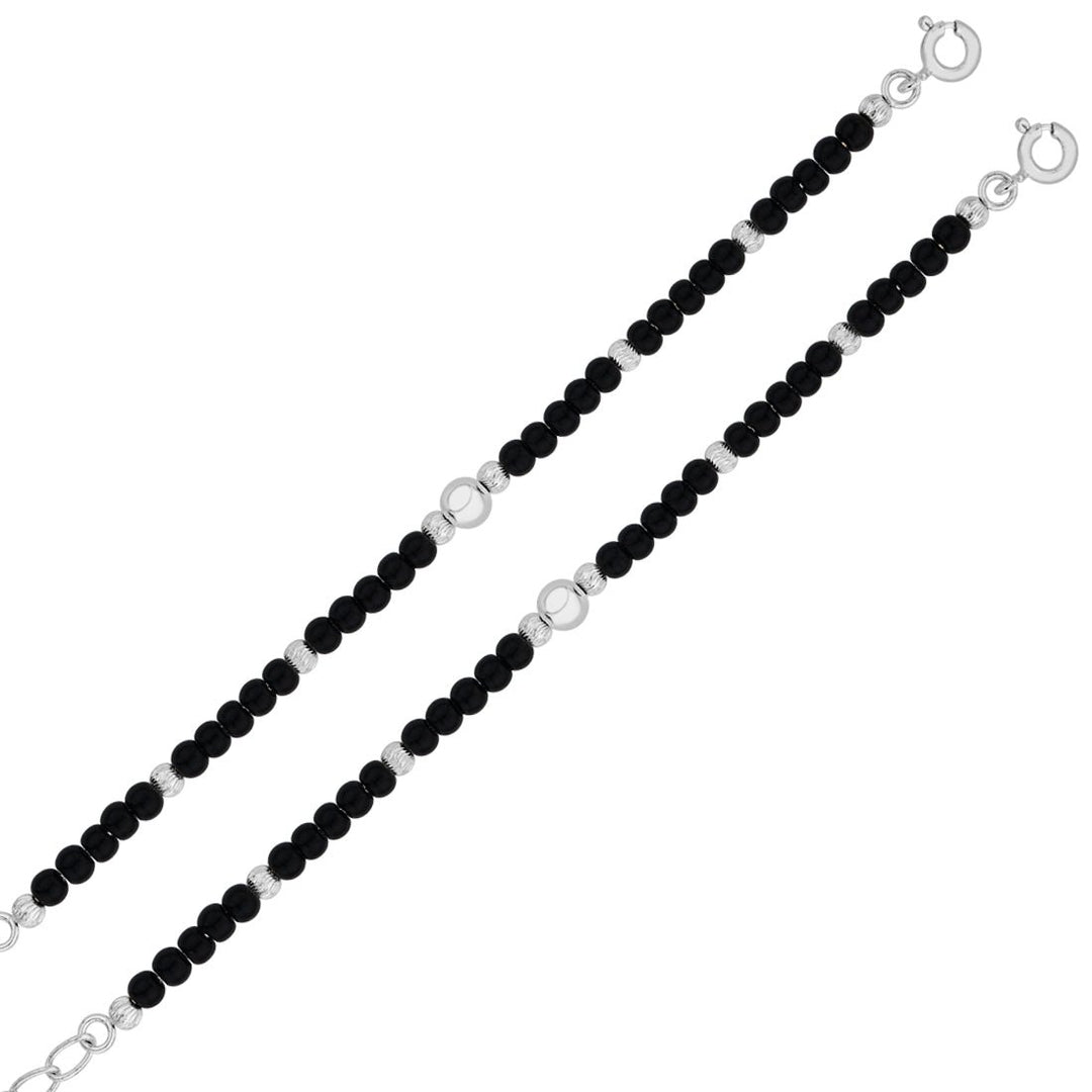 Taraash Sterling Silver Black Beaded Bracelet Nazariya Set For Kids BR1365S - 1 - Taraash