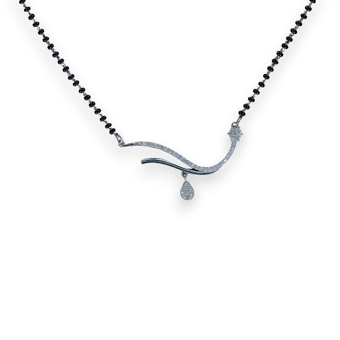Taraash Sterling Silver Black Beaded Mangalsutra for Women - Taraash