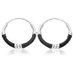 Load image into Gallery viewer, Taraash Sterling Silver Black Enamel Hoop Earring For Women - Taraash
