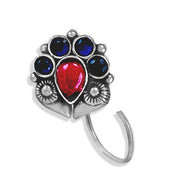 Taraash Sterling Silver Blue and Pink CZ Nose Pin For Women - Taraash