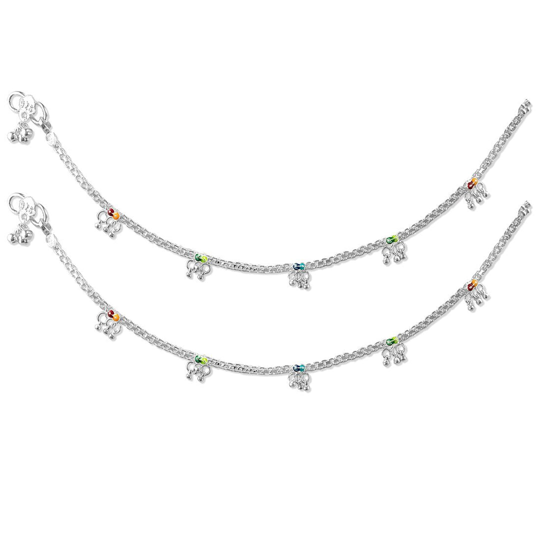 Taraash Sterling Silver Chain Enamel Anklet for Women - Taraash