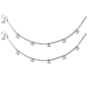 Taraash Sterling Silver Chain Enamel Anklet for Women - Taraash