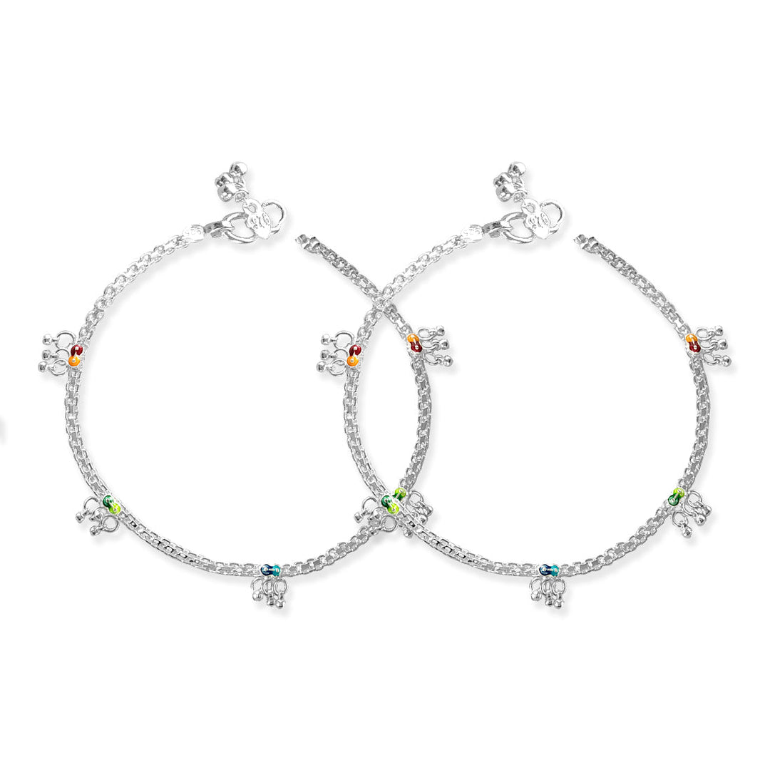 Taraash Sterling Silver Chain Enamel Anklet for Women - Taraash