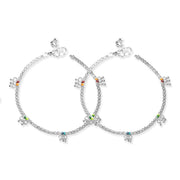 Taraash Sterling Silver Chain Enamel Anklet for Women - Taraash