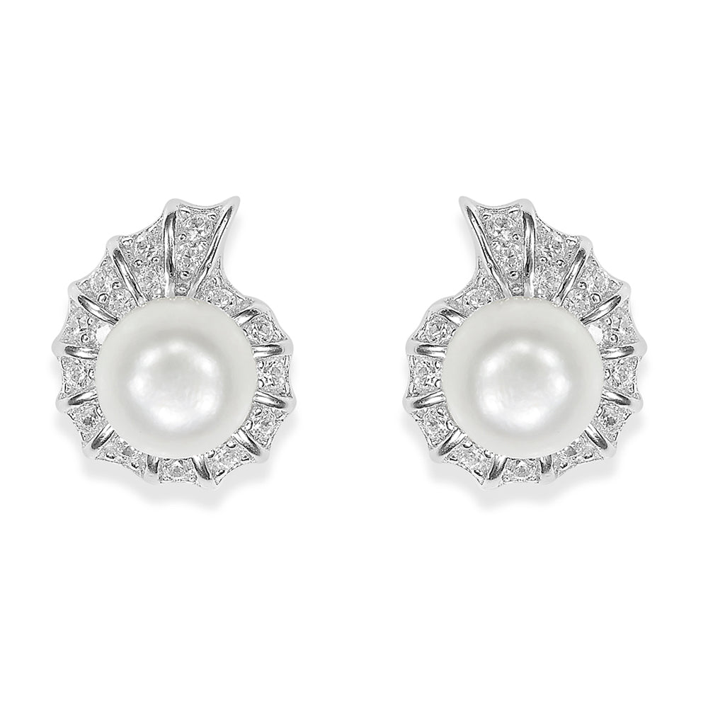 Taraash Sterling Silver Charming White CZ With Pearl Earrings For Women ER2968R - Taraash
