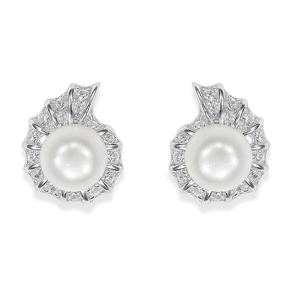 Taraash Sterling Silver Charming White CZ With Pearl Earrings For Women ER2968R - Taraash