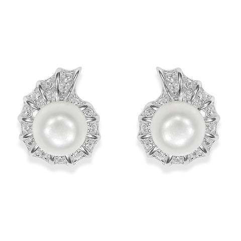 Taraash Sterling Silver Charming White CZ With Pearl Earrings For Women ER2968R - Taraash