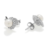 Taraash Sterling Silver Charming White CZ With Pearl Earrings For Women ER2968R - Taraash