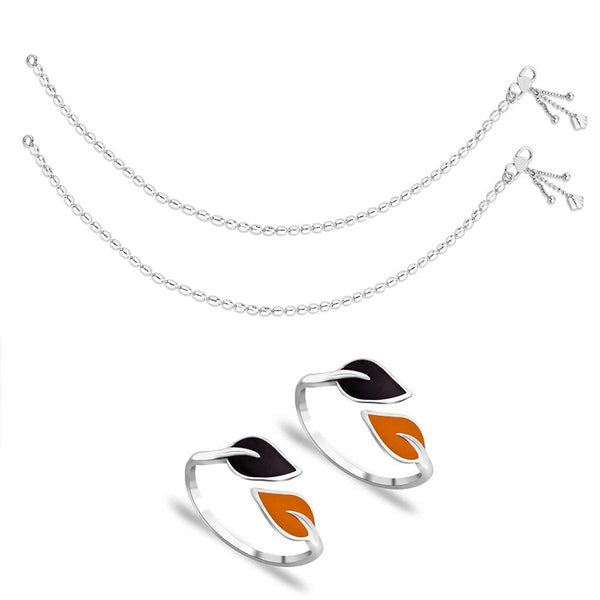 Taraash Sterling Silver Combo of Anklet & Toe Ring COMBO ANTR 12 - Taraash