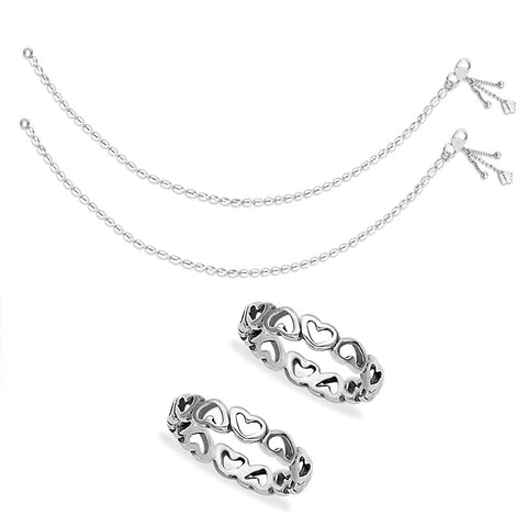 Taraash Sterling Silver Combo of Anklet & Toe Ring COMBO ANTR 17 - Taraash