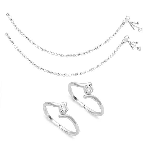 Taraash Sterling Silver Combo of Anklet & Toe Ring COMBO ANTR 19 - Taraash