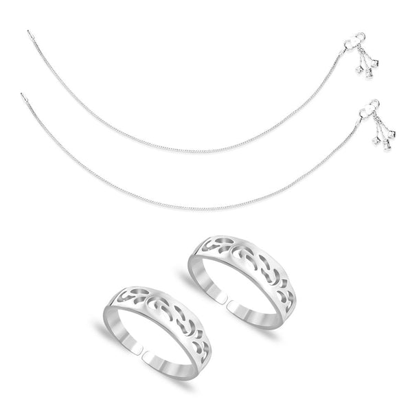 Taraash Sterling Silver Combo of Anklet & Toe Ring COMBO ANTR 21 - Taraash