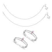 Taraash Sterling Silver Combo of Anklet & Toe Ring COMBO ANTR 23 - Taraash