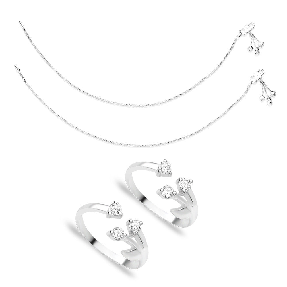 Taraash Sterling Silver Combo of Anklet & Toe Ring COMBO ANTR 26 - Taraash