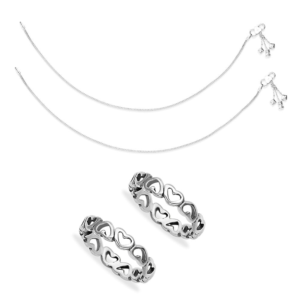Taraash Sterling Silver Combo of Anklet & Toe Ring COMBO ANTR 27 - Taraash