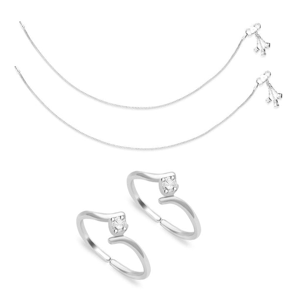 Taraash Sterling Silver Combo of Anklet & Toe Ring COMBO ANTR 29 - Taraash
