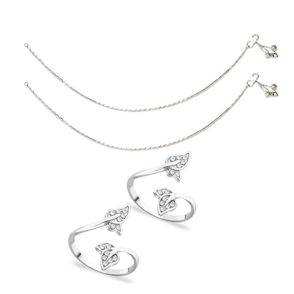 Taraash Sterling Silver Combo of Anklet & Toe Ring COMBO ANTR 35 - Taraash