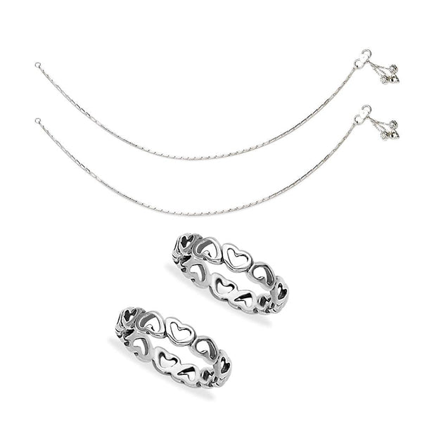 Taraash Sterling Silver Combo of Anklet & Toe Ring COMBO ANTR 37 - Taraash
