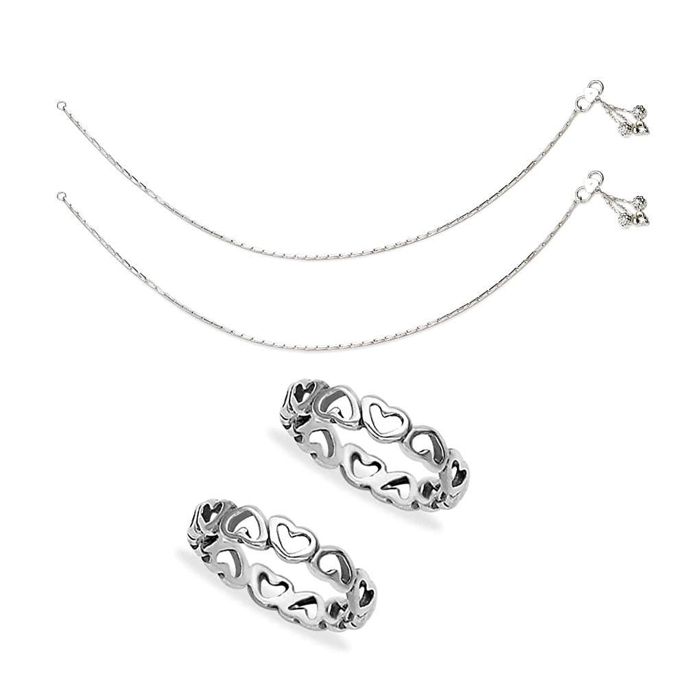 Taraash Sterling Silver Combo of Anklet & Toe Ring COMBO ANTR 37 - Taraash