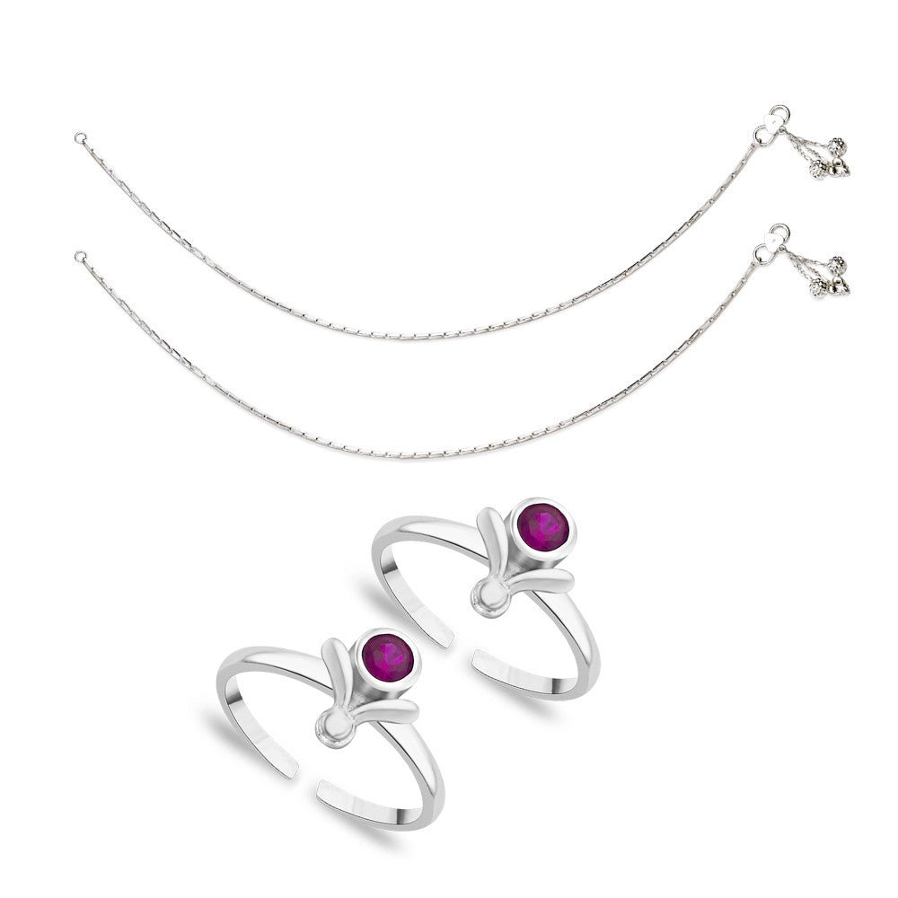Taraash Sterling Silver Combo of Anklet & Toe Ring COMBO ANTR 38 - Taraash