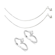 Taraash Sterling Silver Combo of Anklet & Toe Ring For Women COMBO ANTR 39 - Taraash