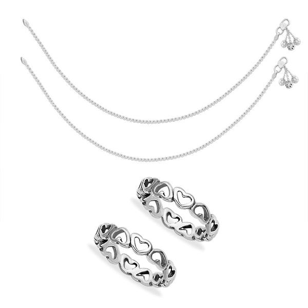 Taraash Sterling Silver Combo of Anklet & Toe Ring For Women COMBO ANTR 47 - Taraash