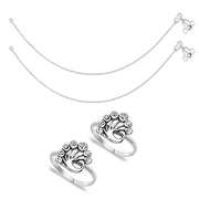 Taraash Sterling Silver Combo Of Anklet & Toe Ring For Women COMBO ANTR 50 - Taraash