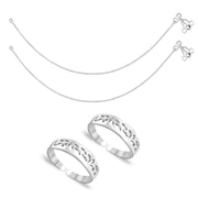 Taraash Sterling Silver Combo Of Anklet & Toe Ring For Women COMBO ANTR 51 - Taraash