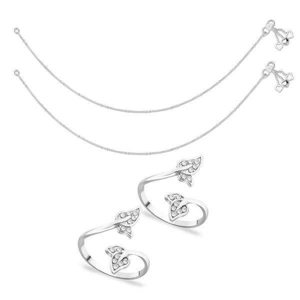 Taraash Sterling Silver Combo Of Anklet & Toe Ring For Women COMBO ANTR 55 - Taraash