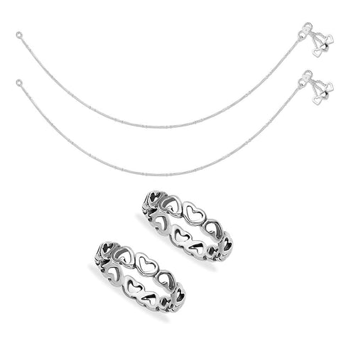 Taraash Sterling Silver Combo Of Anklet & Toe Ring For Women COMBO ANTR 57 - Taraash