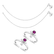 Taraash Sterling Silver Combo Of Anklet & Toe Ring For Women COMBO ANTR 58 - Taraash
