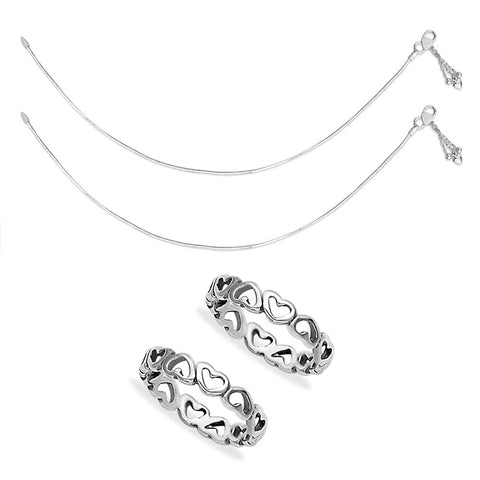 Taraash Sterling Silver Combo Of Anklet & Toe Ring For Women COMBO ANTR 67 - Taraash