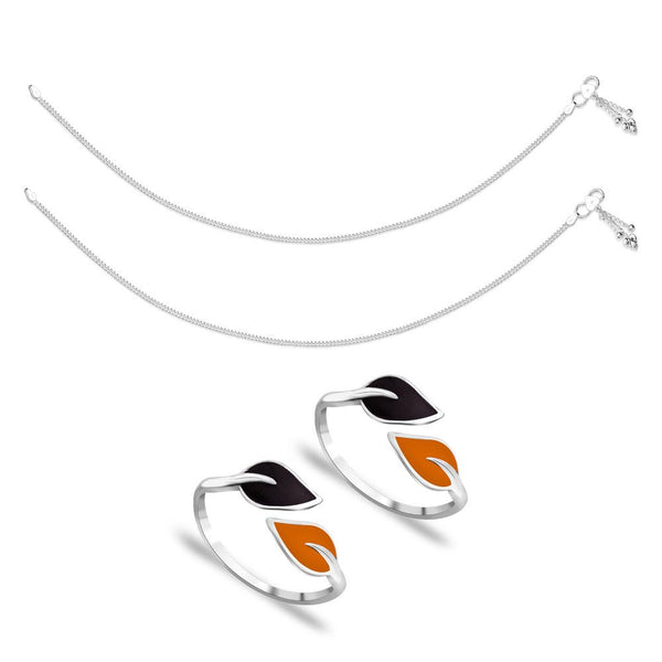 Taraash Sterling Silver Combo of Anklet & Toe Ring For Women COMBO ANTR 82 - Taraash