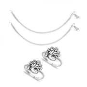 Taraash Sterling Silver Combo of Anklet & Toe Ring For Women COMBO ANTR 90 - Taraash