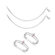 Taraash Sterling Silver Combo of Anklet & Toe Ring For Women COMBO ANTR 93 - Taraash