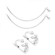 Taraash Sterling Silver Combo of Anklet & Toe Ring For Women COMBO ANTR 96 - Taraash