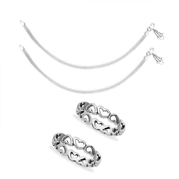 Taraash Sterling Silver Combo of Anklet & Toe Ring For Women COMBO ANTR 97 - Taraash