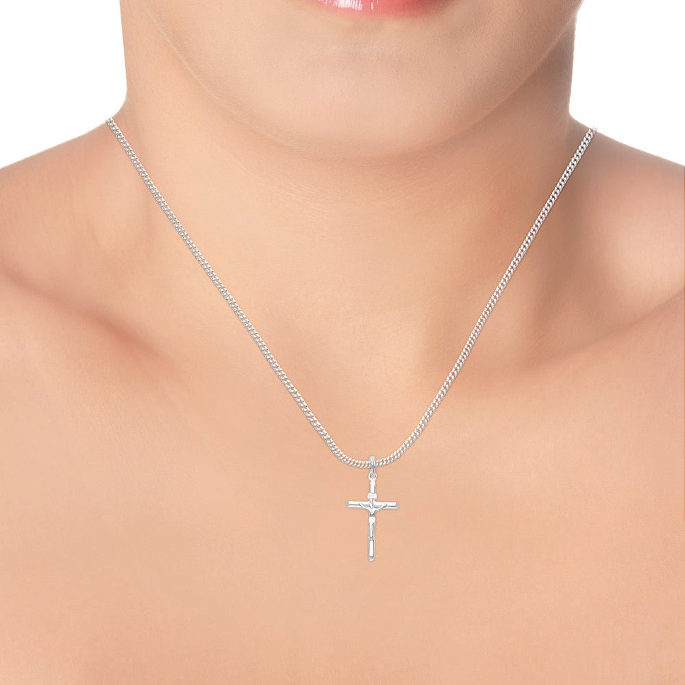 Taraash Sterling Silver Cross Pendant With Chain For Unisex COMBO PDCH 111 - Taraash